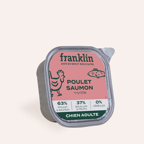 POULET, SAUMON, MYRTILLE