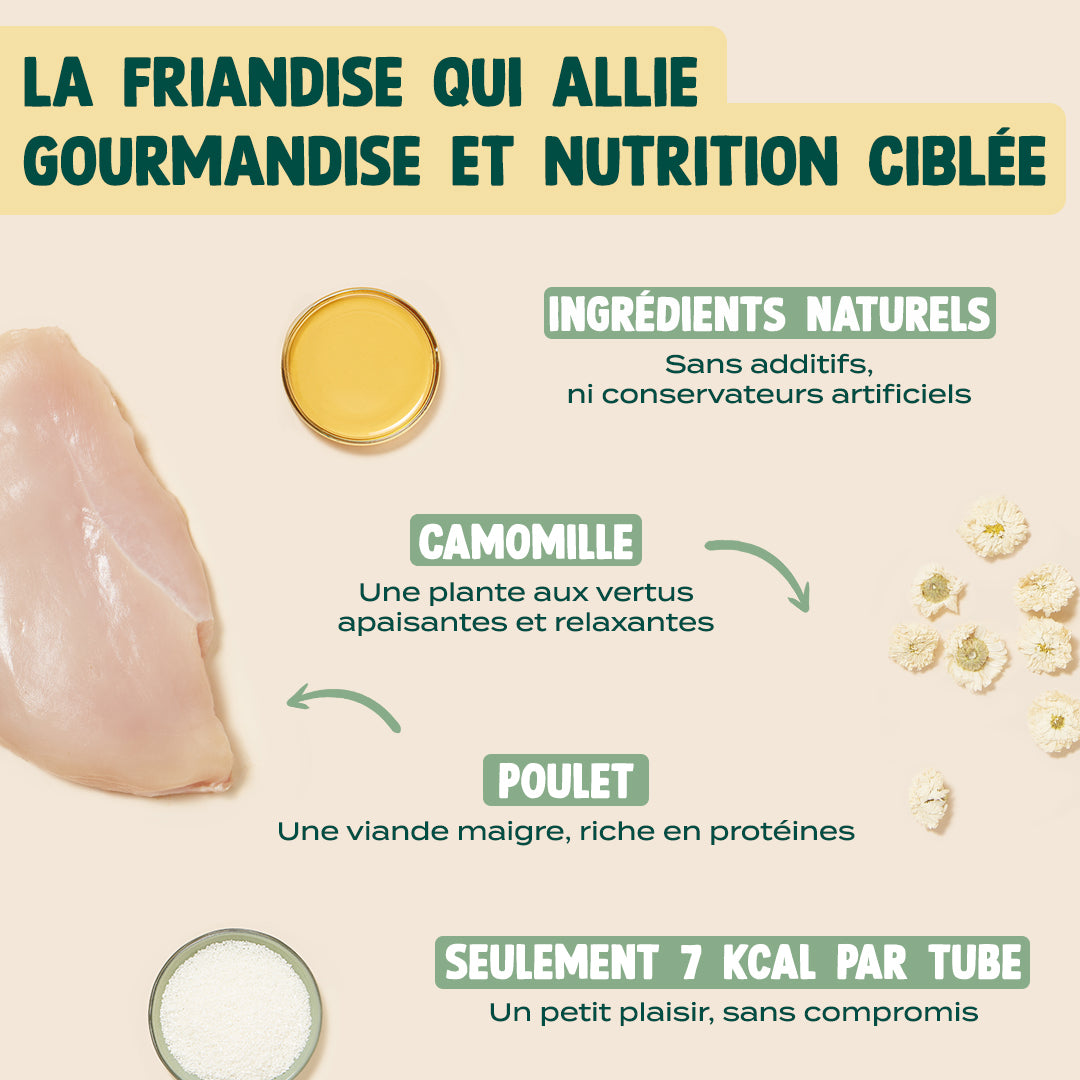 MINI TUBES CRÉMEUX POULET, CAMOMILLE