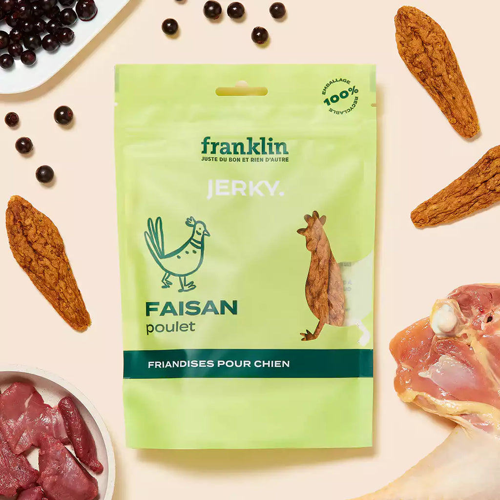 Jerky Faisan pour chien : Friandises de poulet et faisan séché - Franklin