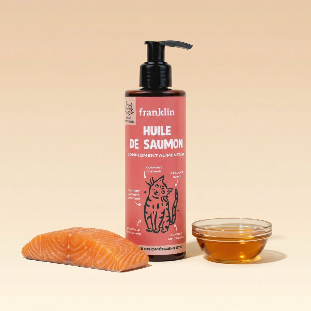 Huile de saumon chat et chien