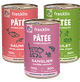 <p><strong>Un assortiment de 3 pâtées</strong> ultra-gourmandes, formulées avec 70% de viande ou de poisson</p>