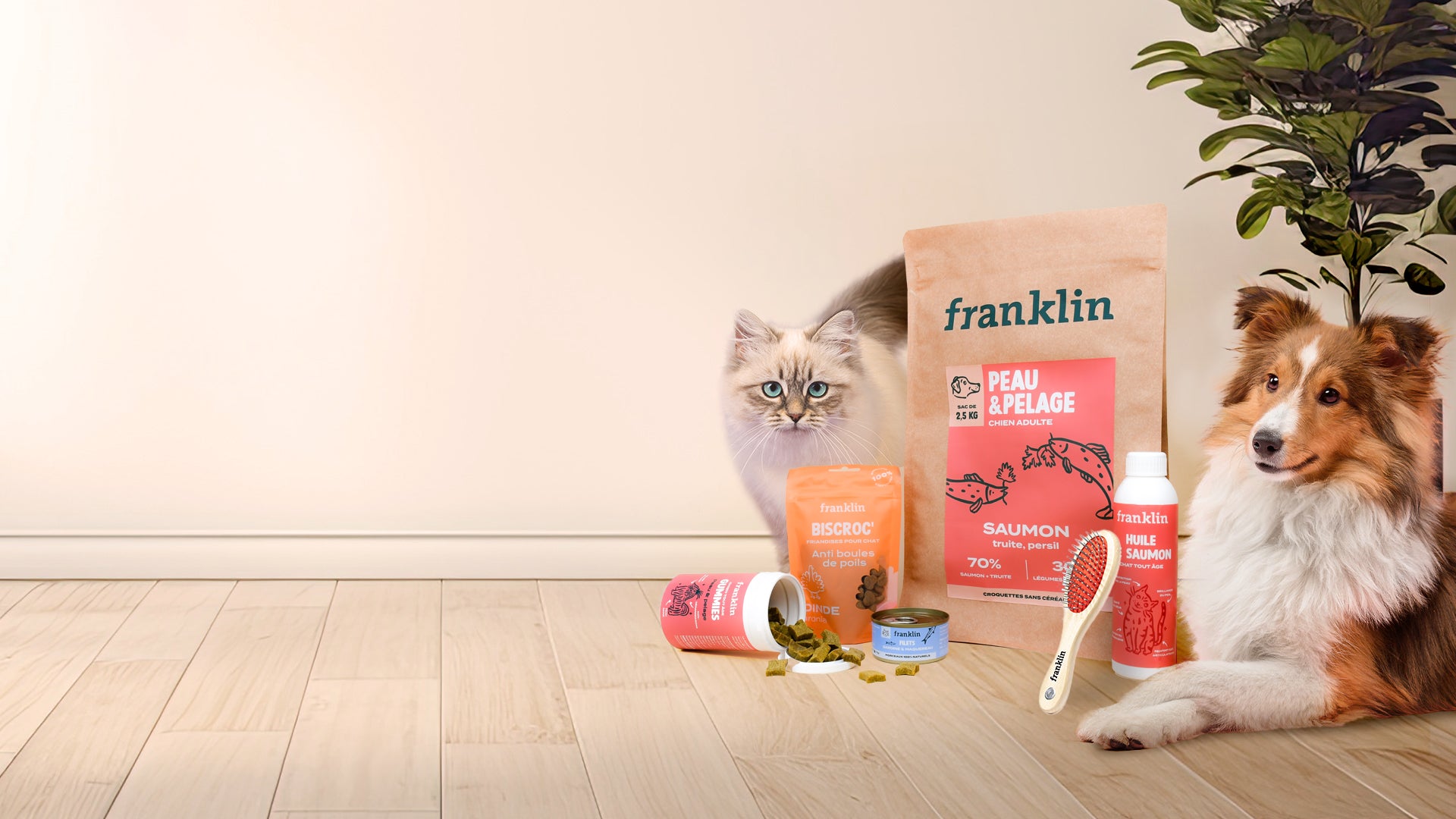 Franklin Alimentation premium pour chien et chat. Choisissez la meilleure nourriture pour votre animal : Croquettes sans céréales riches en protéines et faibles en glucides. Découvrez notre large gamme de pâtées et de friandises riches en viande !