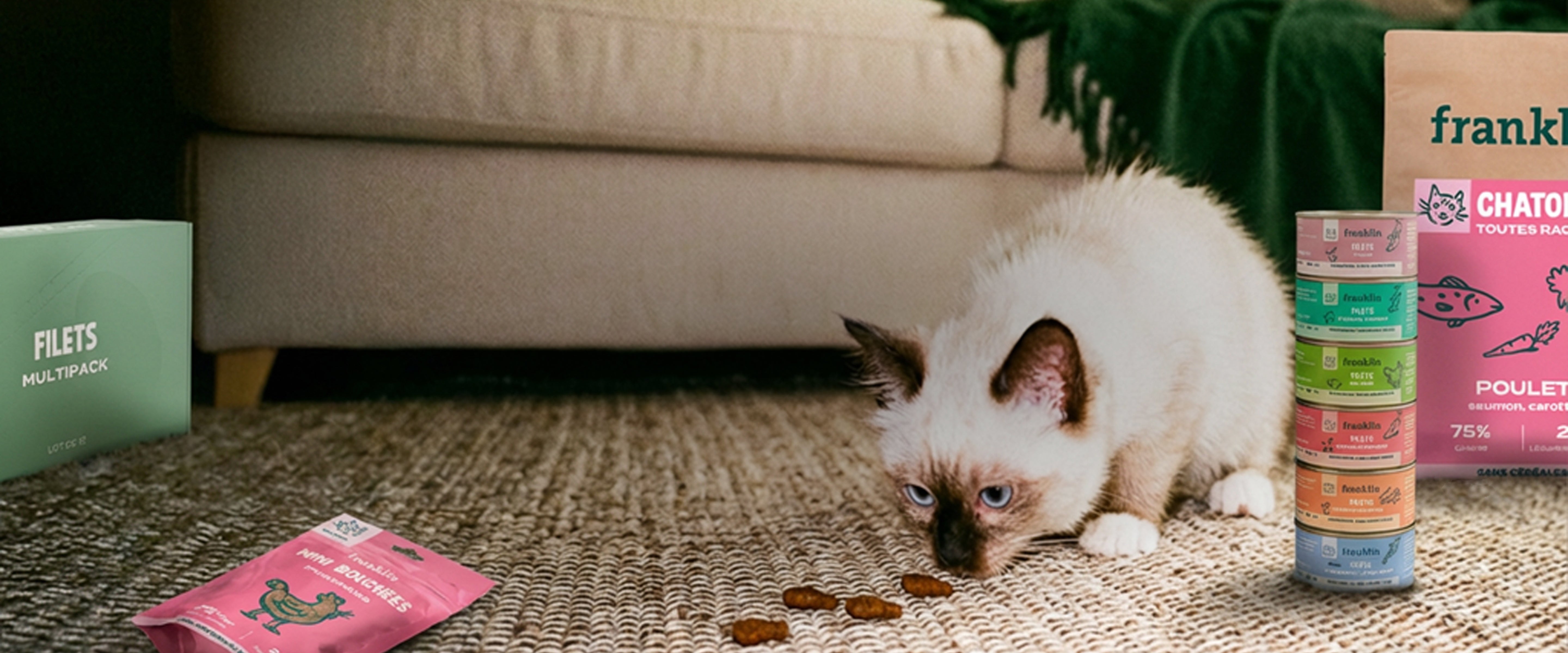 Franklin Alimentation premium pour chien et chat. Choisissez la meilleure nourriture pour votre animal : Croquettes sans céréales riches en protéines et faibles en glucides. Découvrez notre large gamme de pâtées et de friandises riches en viande !