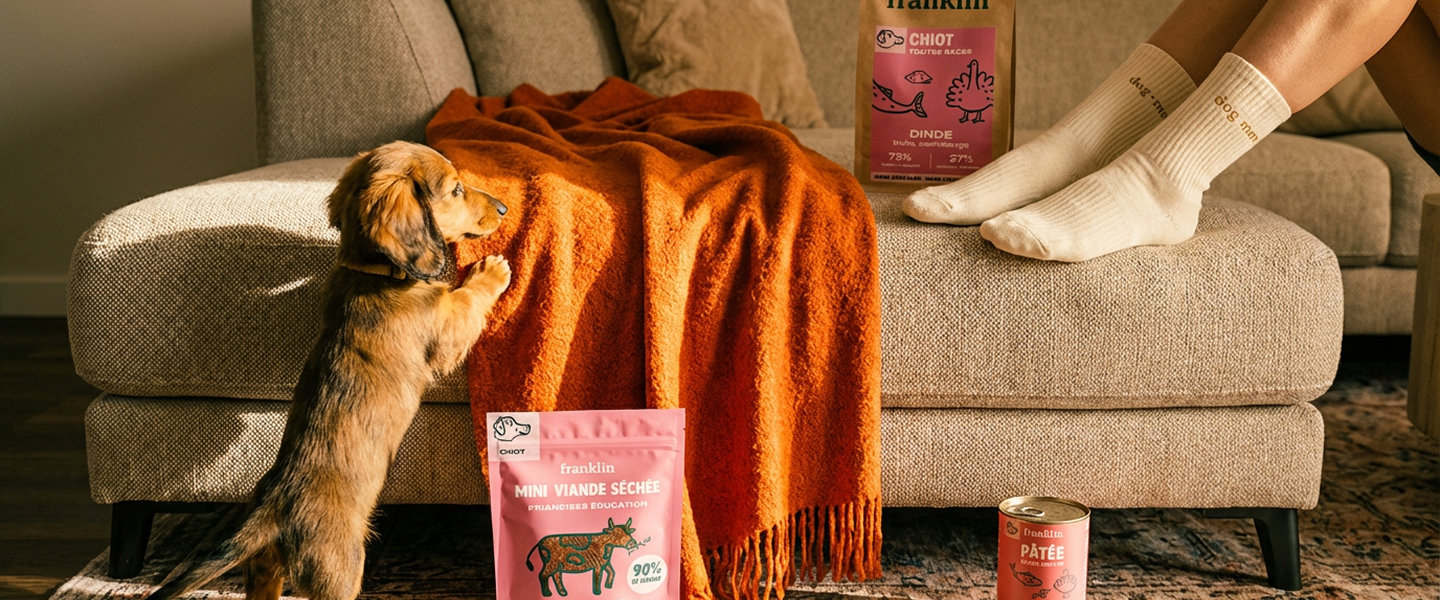 Franklin Alimentation premium pour chien et chat. Choisissez la meilleure nourriture pour votre animal : Croquettes sans céréales riches en protéines et faibles en glucides. Découvrez notre large gamme de pâtées et de friandises riches en viande !