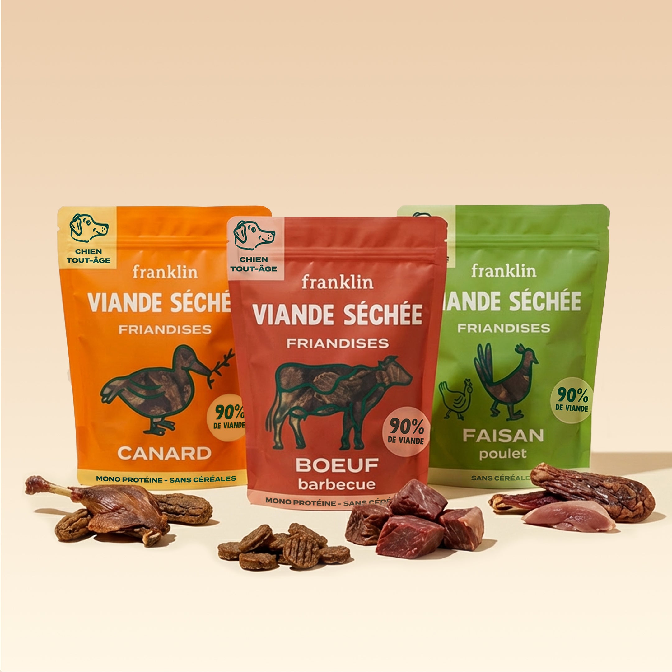 Franklin Alimentation premium pour chien et chat. Choisissez la meilleure nourriture pour votre animal : Croquettes sans céréales riches en protéines et faibles en glucides. Découvrez notre large gamme de pâtées et de friandises riches en viande !