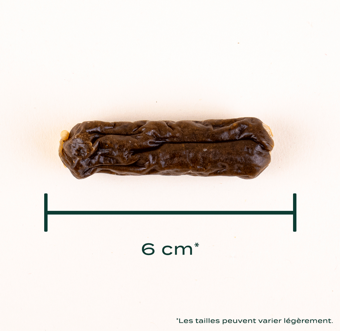friandises franklin saucisses à mâcher pour chien 150 g 90% poulet sachet kraft sain naturel  Edit alt text